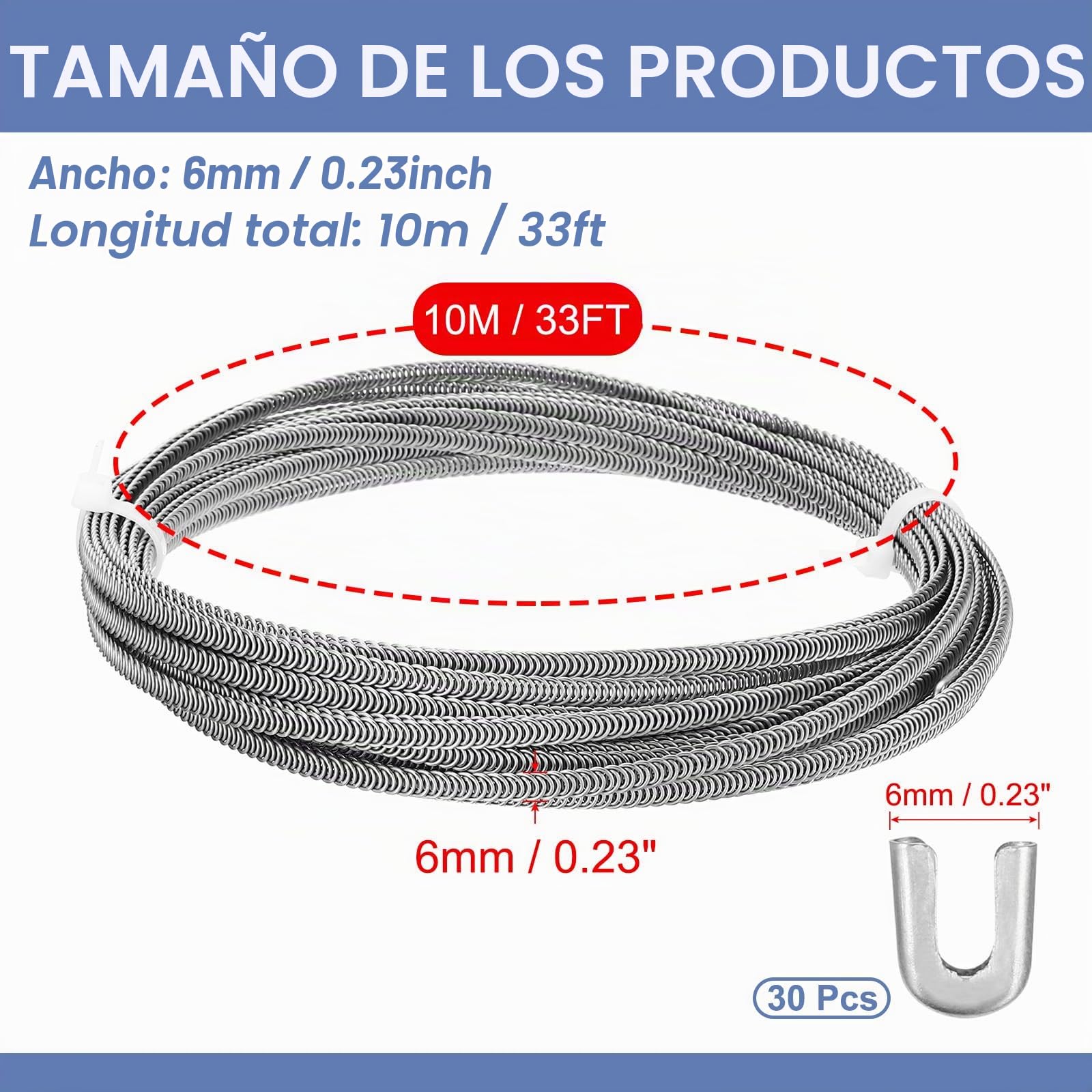 PATIKIL 33 Pies 304 Inoxidable Corsé Deshuesado Espiral Acero Metal Deshuesado con 32 Acero Deshuesado Consejos Estructura y Forma para Corsé Fabricación (6 mm ANCHO)
