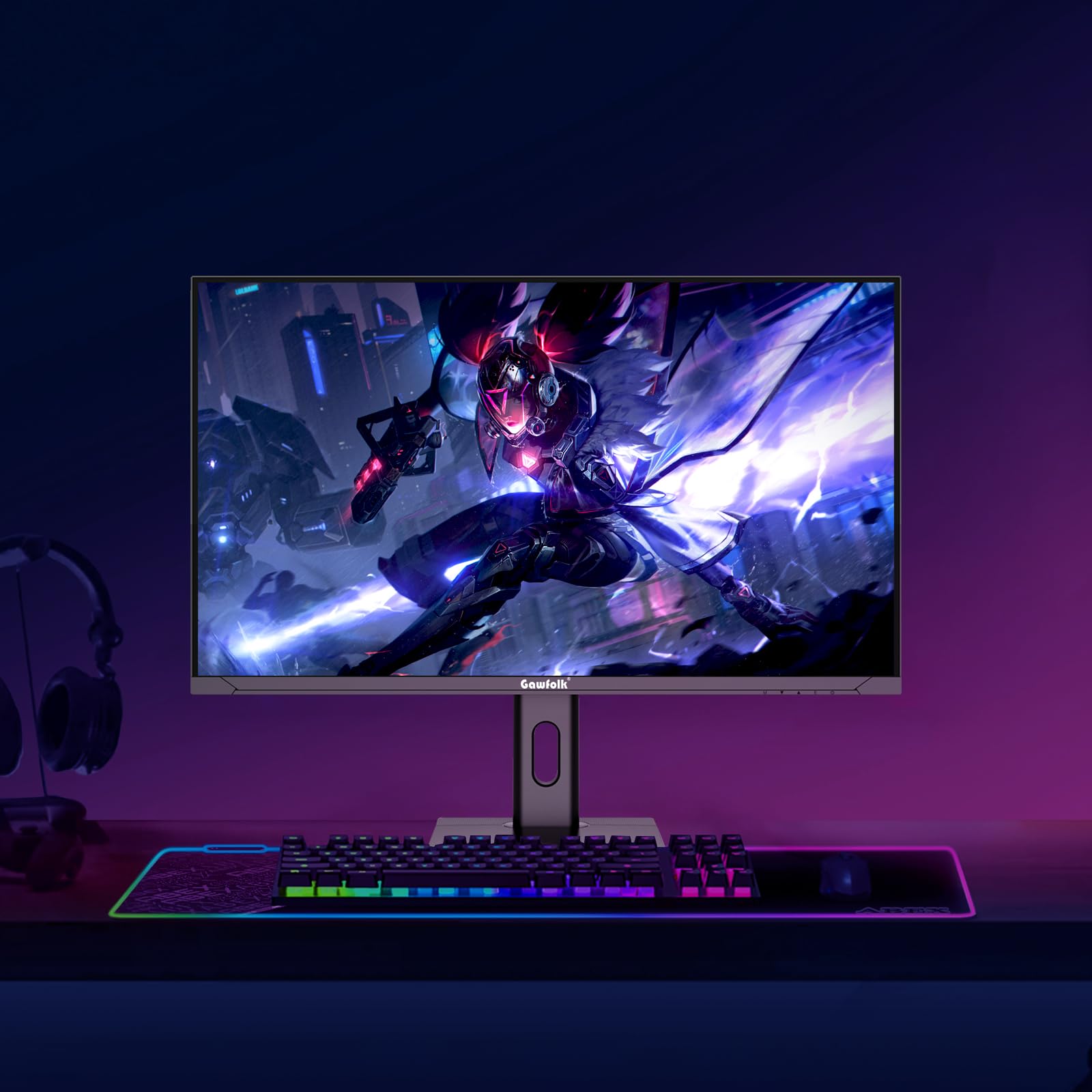 Gawfolk 27 inch IPS PC Screen, 4K Gaming Monitors 160Hz, 1ms,AdaptiveSync, 100%sRGB, 178° Wide Viewing Angle, HDMI 2.1, DisplayPort,Height-adjustable and swivel,75*75MM Wall Mount Compatible - Black — view 7