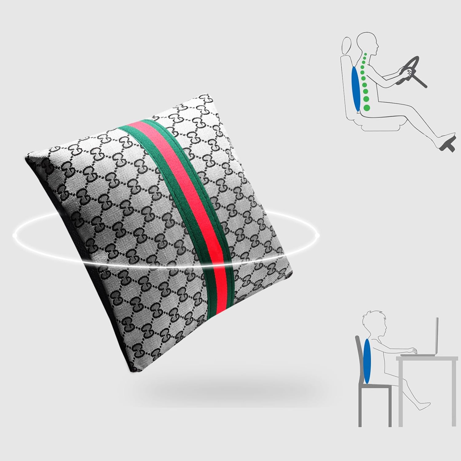 7PCS Steering Wheel Cover Set for Women, Car Accessories with Car Neck Pillows Lumbar Support Pillow and Seat Belt Covers, Universal Fit 14-15.5 inches