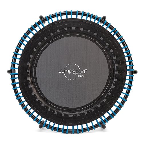 JumpSport 350 PRO Fitness Trampoline, Cardio Workout, No-Tip Arched Legs Home Gym Equipment, Adjustable Bungees & 60 Day Trial Video