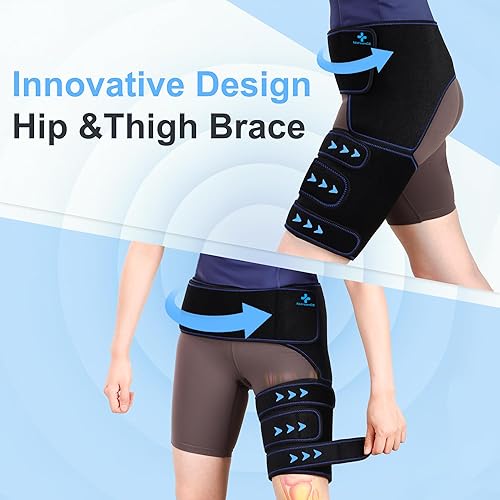 Miniatura 6 de Soporte de cadera para dispositivos de alivio del dolor de ciática, isquiotibiales ajustables, muslo, ingle, envoltura de compresión para el nervio