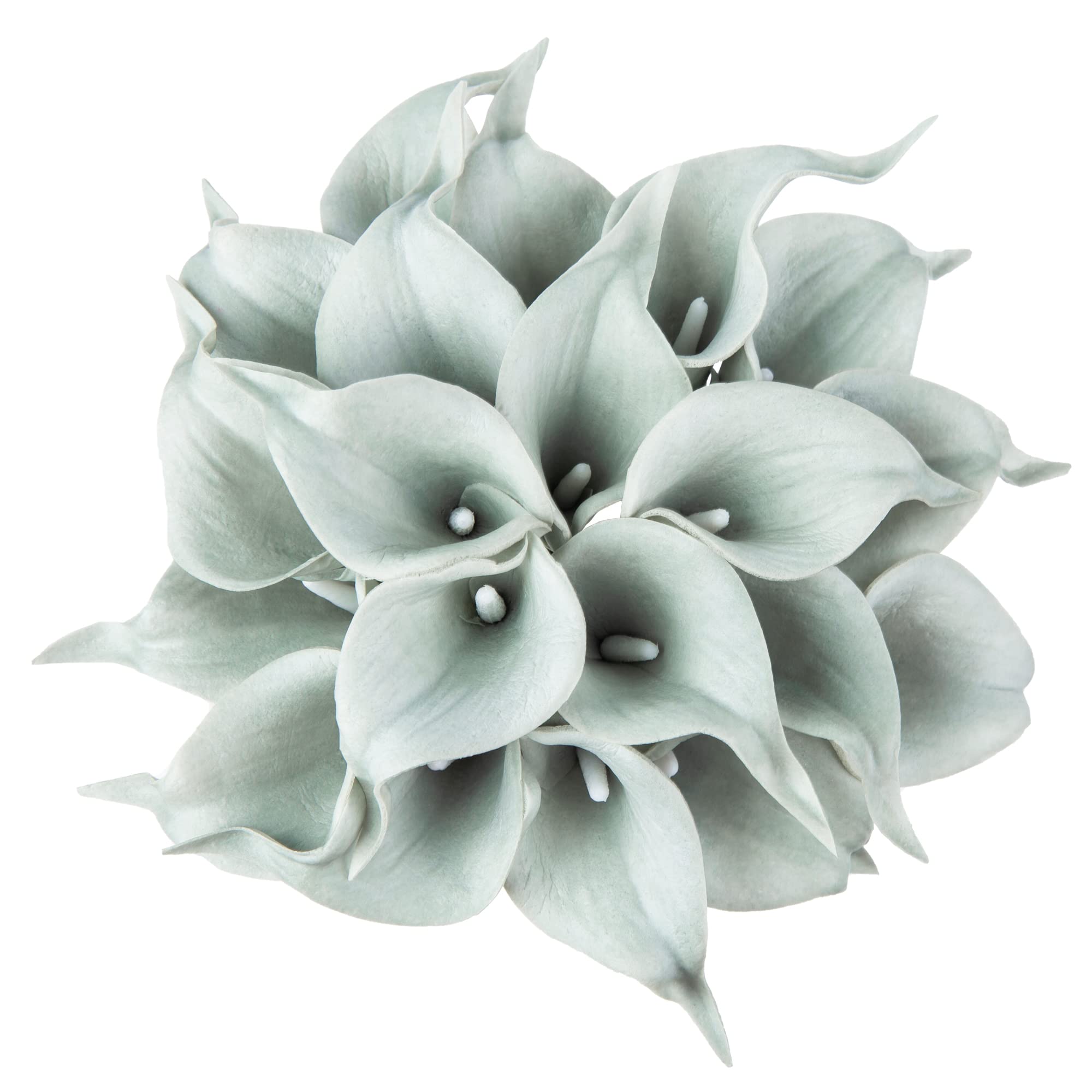 Duhouse Grey 20Pcs Artificial Calla Lily Flower Real Touch Latex Flowers For Diy Wedding Bouquet Party Home Decor (Grey)
