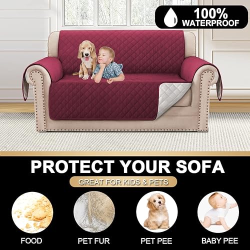 Miniatura 3 de GAMUKAI Fundas de sofá 100% impermeables, funda de sofá biplaza para niños, perros, mascotas, protector de muebles, funda de sofá antideslizante