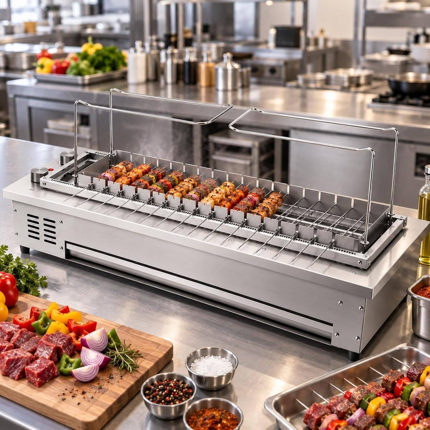 Asador Giratorio, Parrilla Eléctrica, Barbacoa para Brochetas 16grids