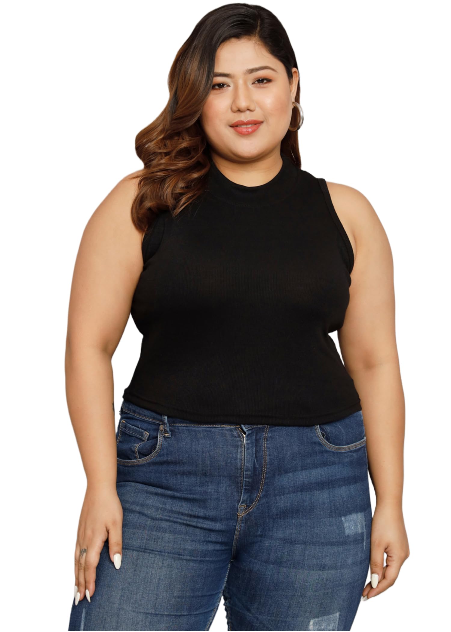 FUNDAY FASHION Women's Solid Ribbed Crop Relaxed Fit Tank Top Plus Size for Women's-picture-27