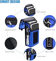 Vista 4 de Dual Phone Holster, Large Smartphone Pouch, Belt Cell Phone Holder for iPhone 16/15/14 Pro Max & Samsung Phones, Compatible with Power Bank, for Blue