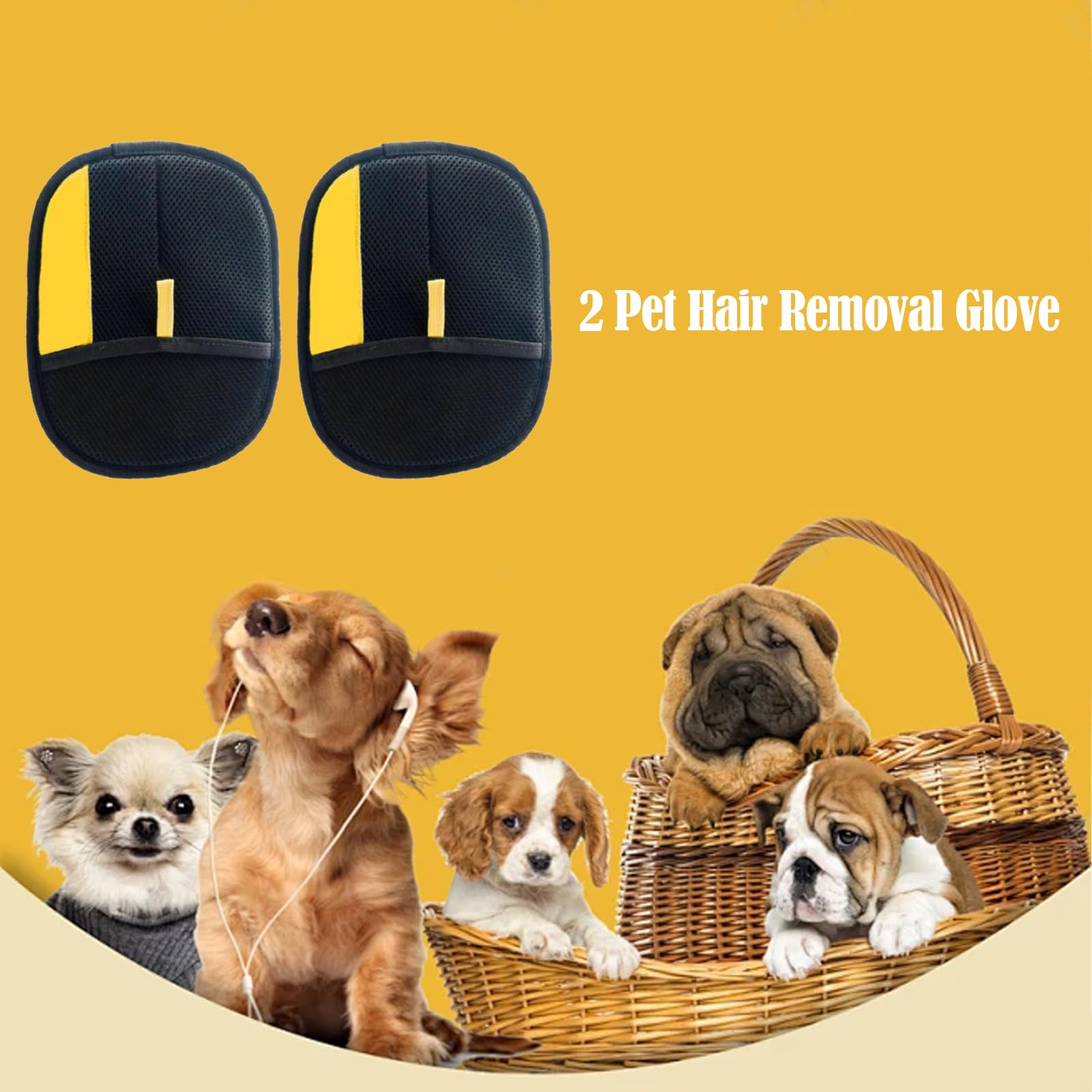 Cat Grooming Glove, Pet Hair Removal Glove, 2 Pcs 6.29 * 9.44INCH Pet Grooming Kit for Cleaning Pet Hair On Carpets Sofas - Image 3