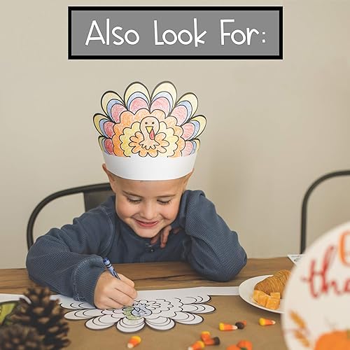 Miniatura 6 de Tiny Expressions - Fall Thanksgiving Placemats for Kids (Pack of 12 Turkey Placemats)  Coloring Activity Paper Table Mats for Children to Write