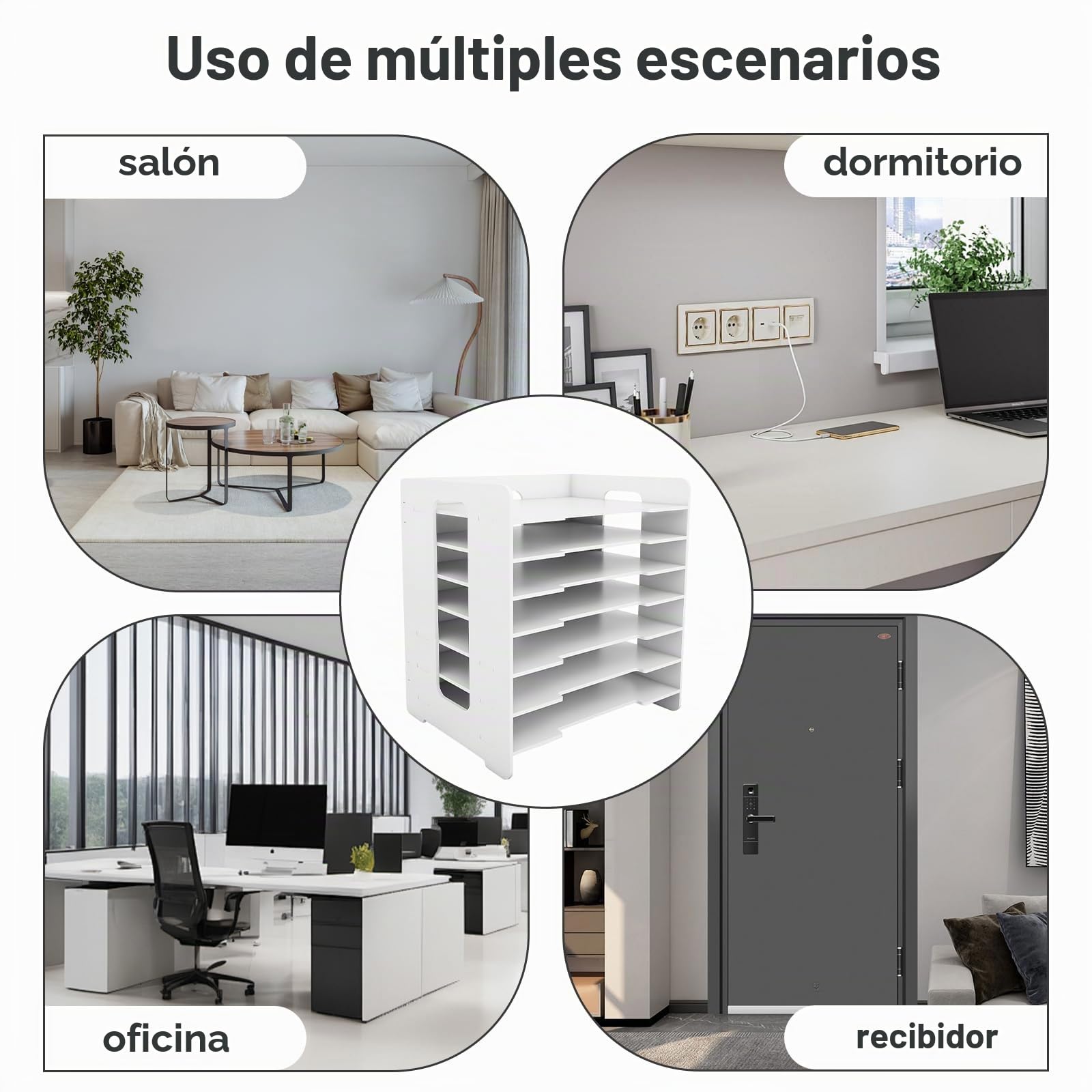 Estantes de papel A3 extra grandes para oficina y escuela, carpetas de oficina blancas, bandeja para cartas, portarrevistas y documentos, 33,5 x 25,5 x 40 cm, 7 capas, color blanco (2 PC)