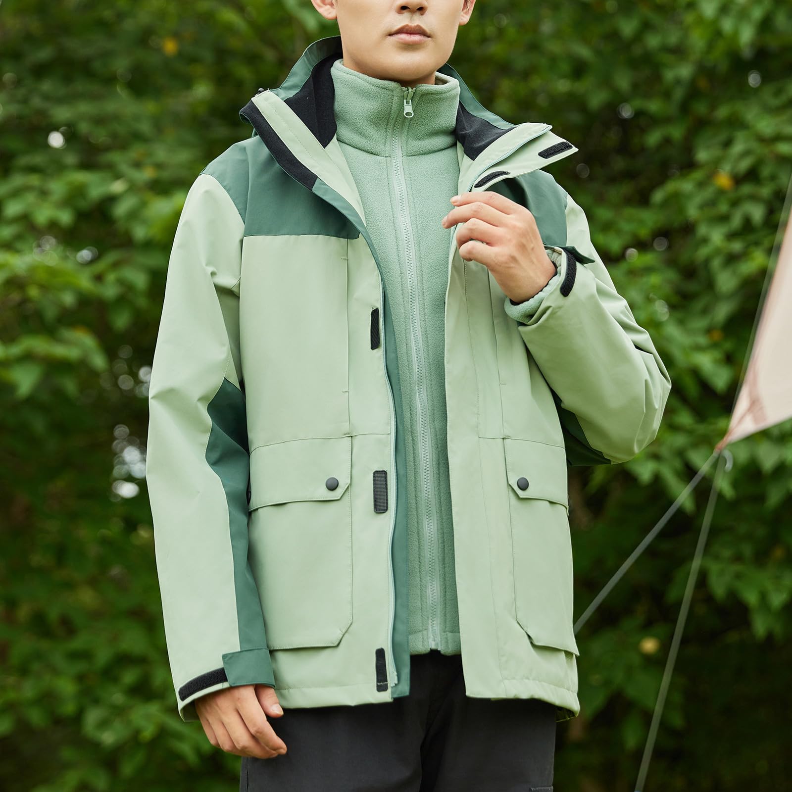 Générique Veste 3 en 1 Homme Polaire Amovible, Bicolore, Imperméable Coupe Vent, Multi Poches, Idéal Randonnée Alpinisme Travail
