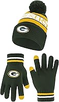 Vista 152 de Ultra Game Gorro de invierno de punto súper suave oficial de la NFL con guantes extra cálidos para pantalla táctil