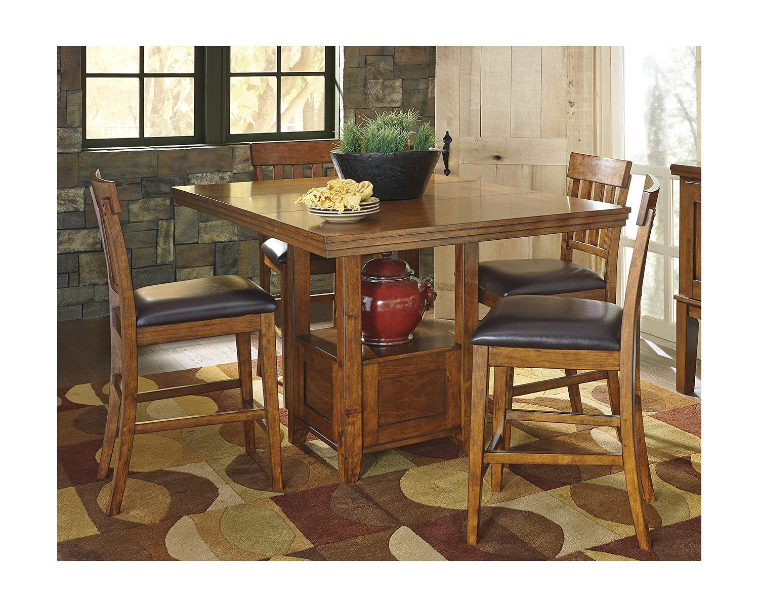 Ashley Furniture Ralene RECT DRM Counter EXT Table, Medium Brown