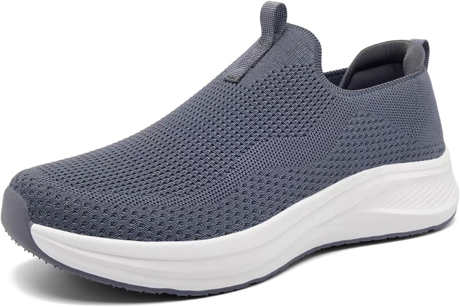 Men's Wide Non-Slip Walking Shoes Lightweight Breathable Knit Casual Sneakers Slip On Athletic Shoes Ultra Comfort Durable