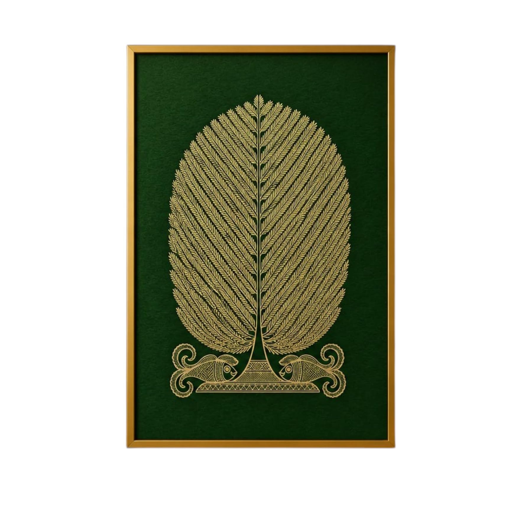 Cosmic Shree Premium Kalpvriksha Wall Art Frame | Sacred Tree of Enlightenment Design | Green & Gold Decorative Wall Hanging | Framed Wall Art for Living Room, Bedroom, Office & Home Décor Gift-image-1