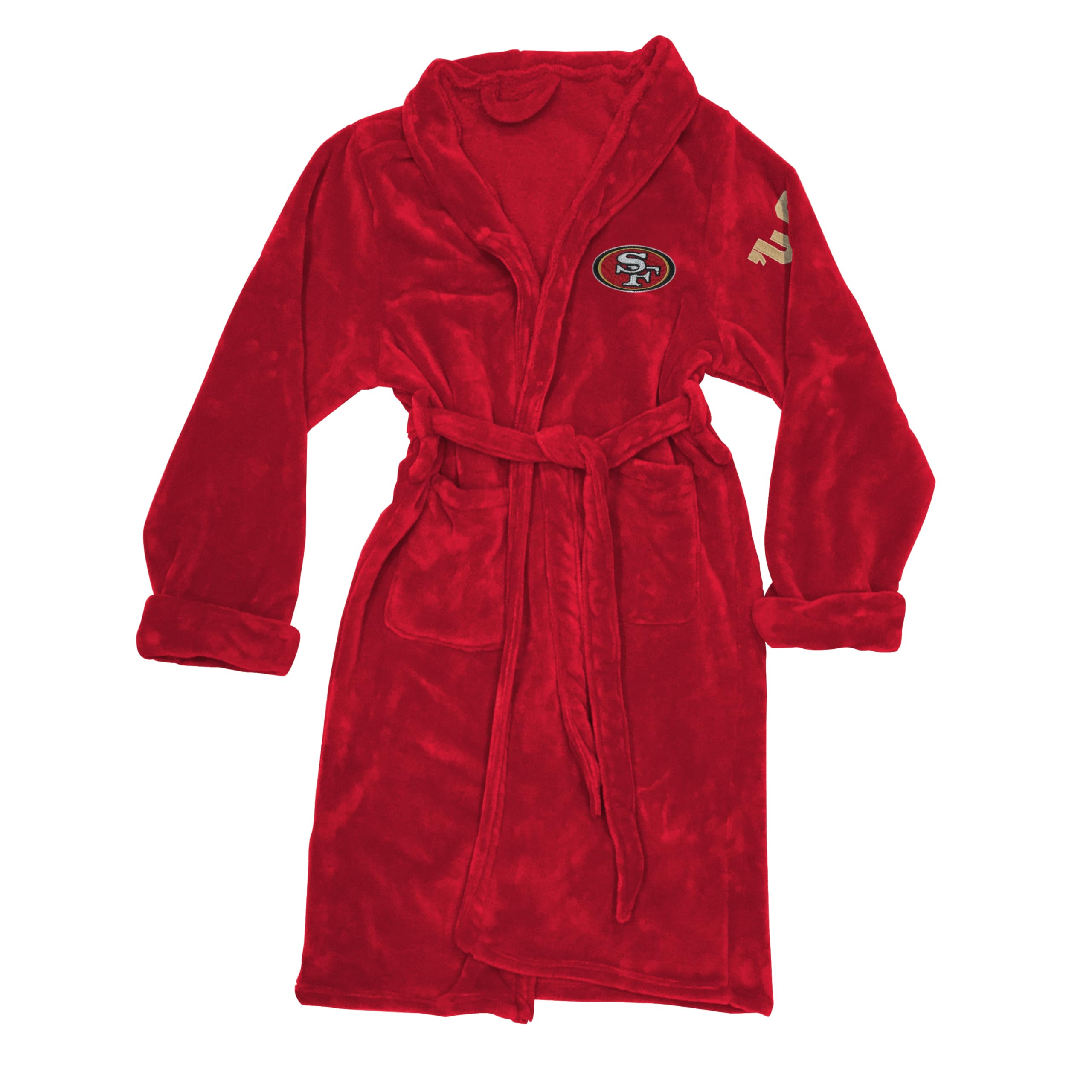 NORTHWEST The Company NFL San Francisco 49ers Herren-Bademantel, seidige Haptik, Größe L/XL, Rot, 66 x 119,4 cm, Rot/Ausflug, einfarbig (Getaway Solids), Large-X-Large