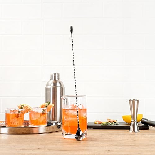 Miniatura 3 de Restaurantware Bar Lux - Cuchara de barra de 16 pulgadas, 1 cuchara agitadora de cóctel con mango de sacacorchos, cuchara mezcladora larga de acero