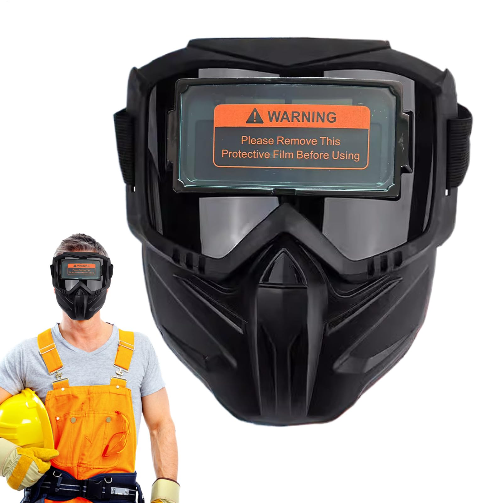 Casco de soldadura de oscurecimiento automático, máscara antirreflejos con gran área de visión, protector facial completo resistente al calor, casco de soldadura transpirable para protección ocular y