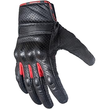 red biker gloves