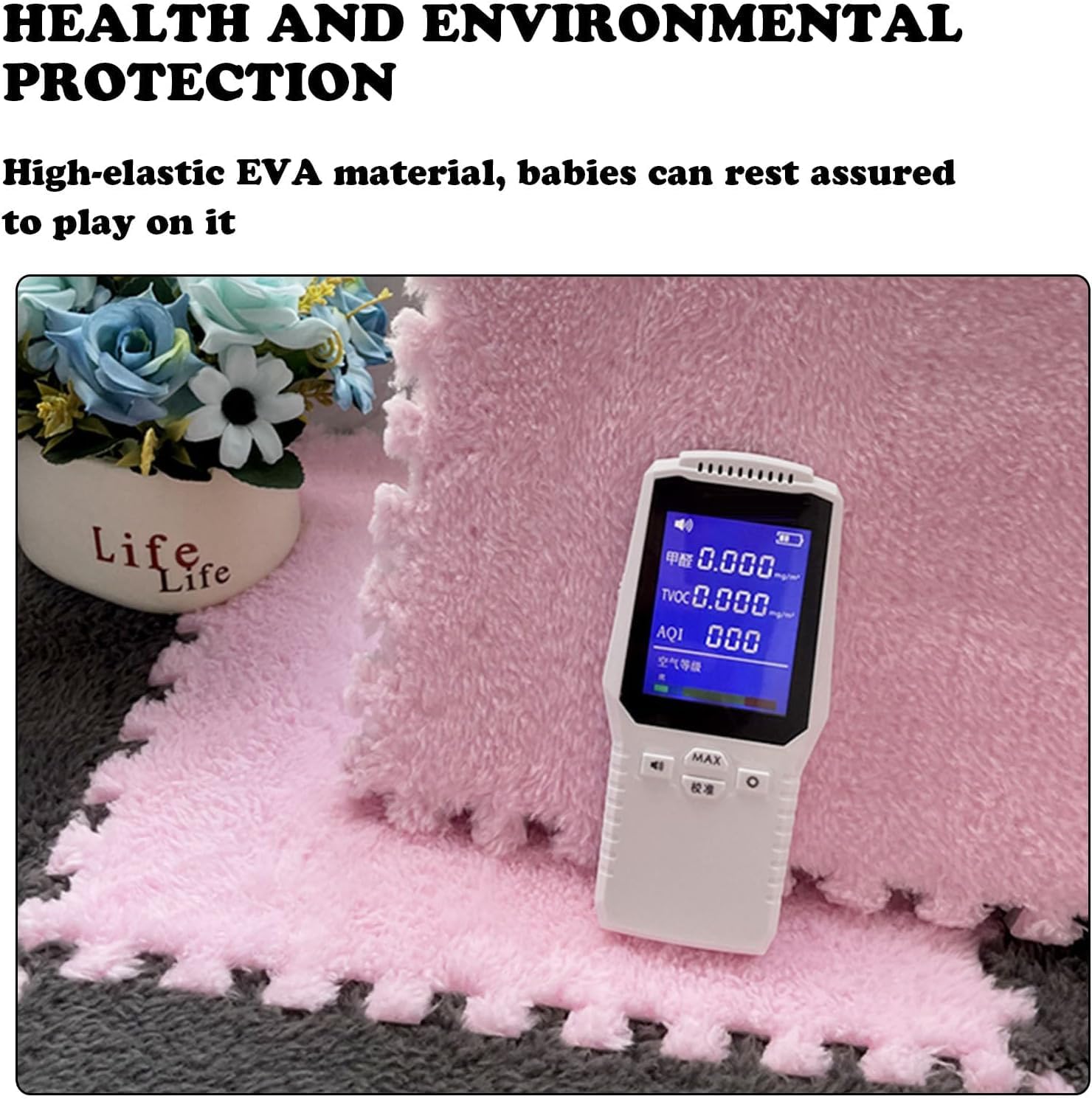 12pcs Puzzle Floor Foam Mat Square Mat Hairy Carpet Block for Room Floor (Pink+Purple)