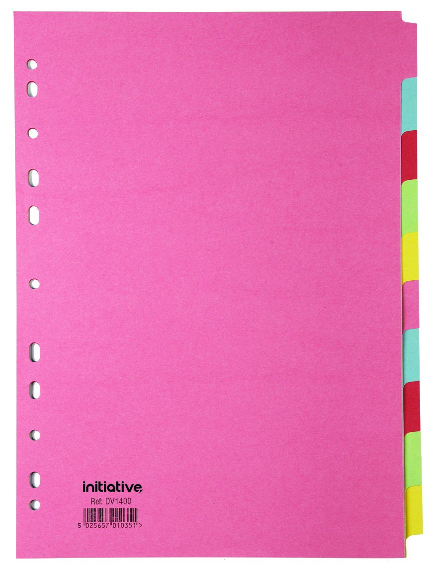 [10 Pack] A4 10 Part Hole Punched Card Index Organiser Dividers