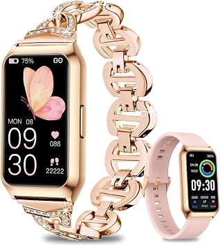 Smart Watch,Fitness Tracker Watch 7 Day+ Battery with Heart Rate/Step Counter/Calories/SPO2/Sleep Monitor,IP68 Fitness Smart Watches for Women Rosegold, 1.47inch