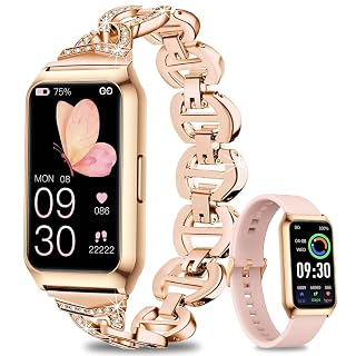 GADIXY Fitness Tracker,Smart Watch with 24/7 Heart Rate/Step Counter/Calories,Activity Tracker,Health Tracker with Blood Pressure Sleep Monitor,IP68 Fitness Watches for Women Android&iOS Gold+Pink