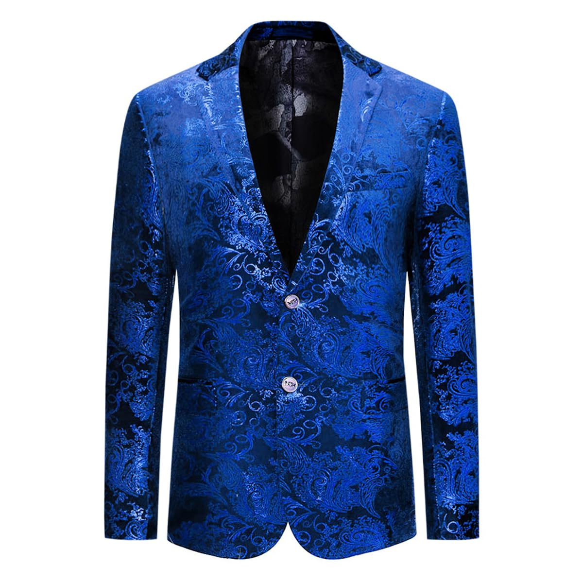 Allthemen Heren Casual Blazer Paisley Jacquard Pak Jassen Slim Fit Bloemenprint Stijlvolle Blazer Jassen Chique Jassen, Blauw #73, L