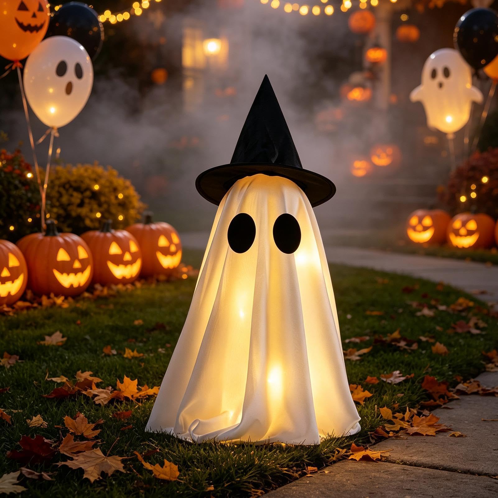 Decorazione Fantasmi Luminosi Halloween Insegna Luminosa Spettrale con | Decorazioni Da Esterno Halloween per Interno Giardino Portico Ingresso Casa Ufficio Balcone Patio