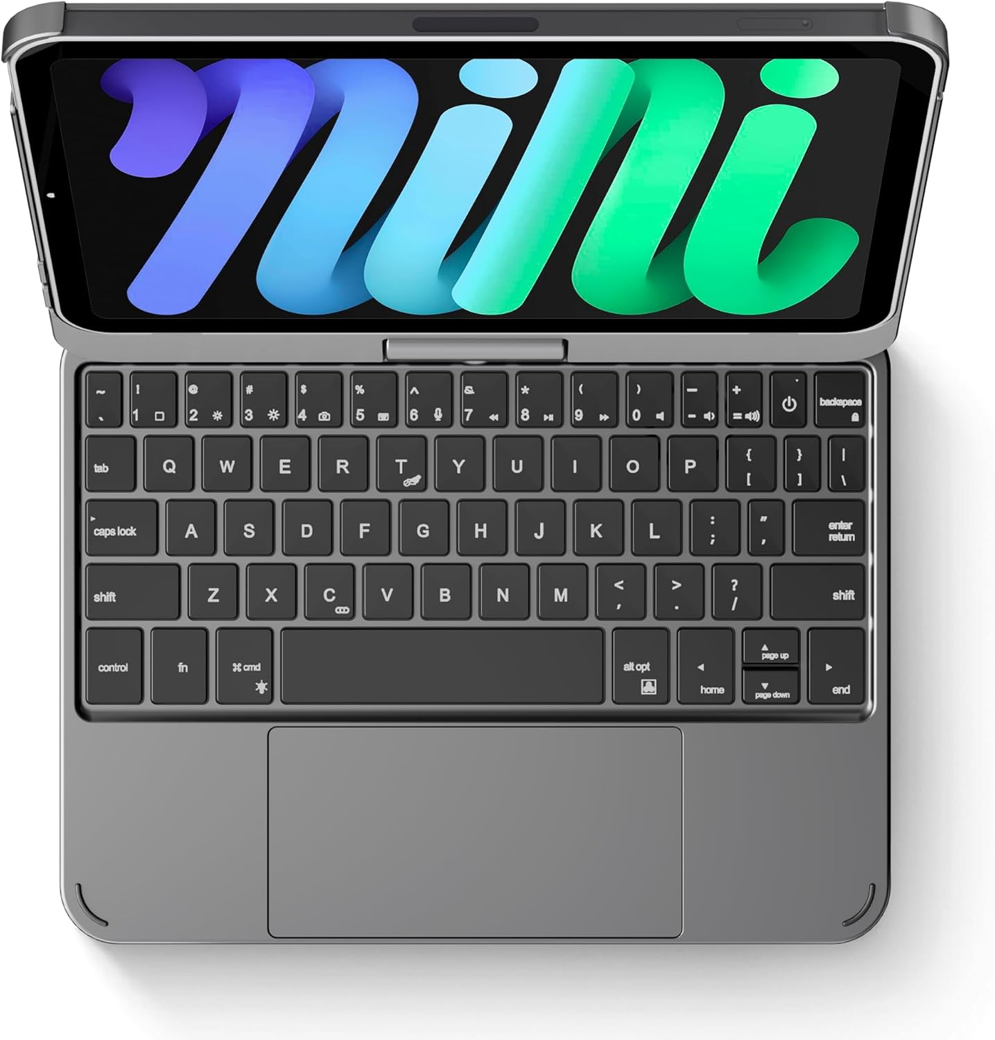 Keyboard Case for Apple iPad mini 7th Gen (A17 Pro)/ iPad mini 6th Generation: Compact Smart Rotatable Cover Multi-Touch Trackpad, RGB Backlight for Kids and Students, Space Gray