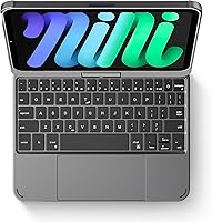 Vista 22 de edaiser Funda de teclado giratoria para Apple iPad mini 6ª 7ª generación a17 Pro, teclado Bluetooth compacto con trackpad retroiluminado RGB