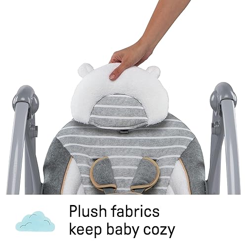 Miniatura 7 de Ingenuity Boutique Collection Deluxe Swing 'n Go - Columpio portátil para bebé con 5 velocidades, tecnología de ahorro de baterías, Bella Teddy, 0-9