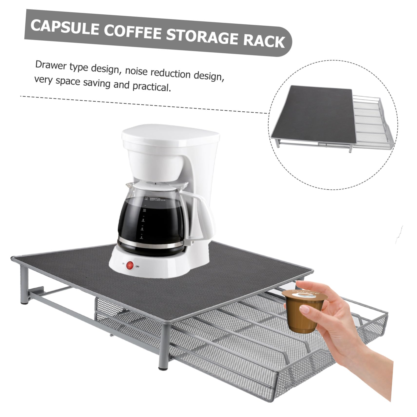 Kompaktowy i cichy organizer na kapsułki Porta - czarny żelazny uchwyt na kapsułki do kawy do domowego biura i kawiarni - stylowe rozwiązanie do przechowywania kapsułek Nespresso i Dolce Gusto