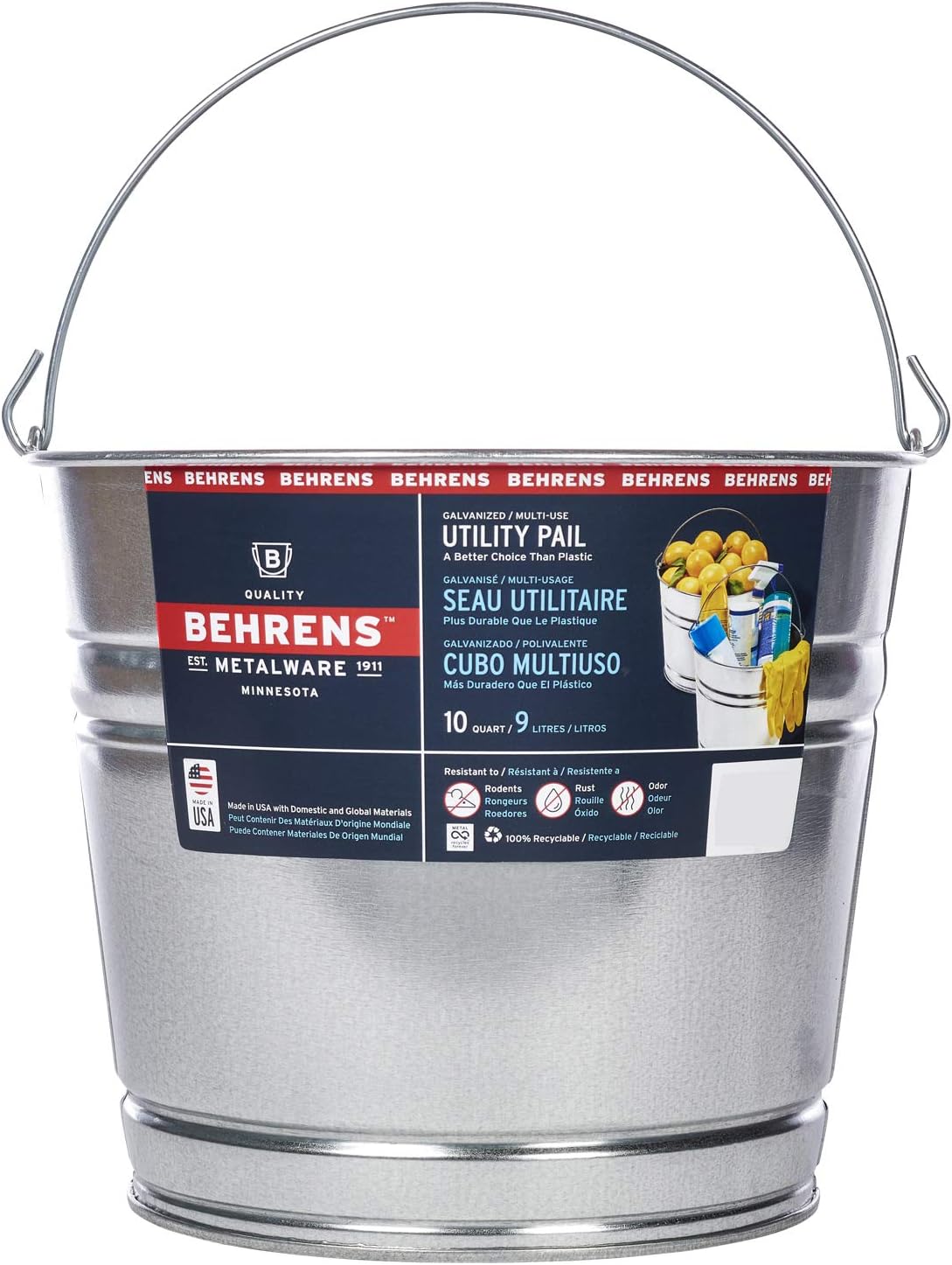 Behrens BEHRENS-1210GS 1210GS 10-Quart Galvanized Steel Pail