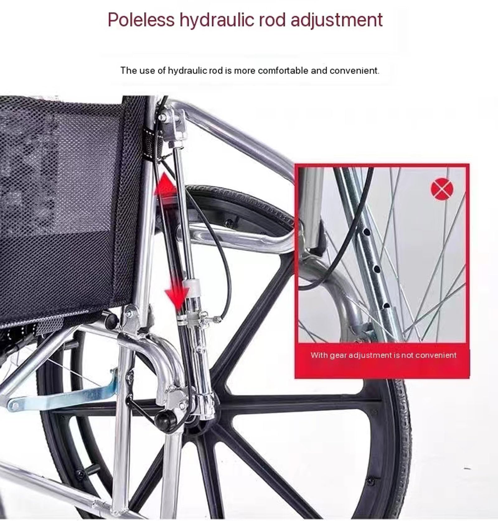 Silla de Ruedas de Transporte Plegable Reclinable con Reposapiernas Elevables Basculantes Silla de Ruedas/B