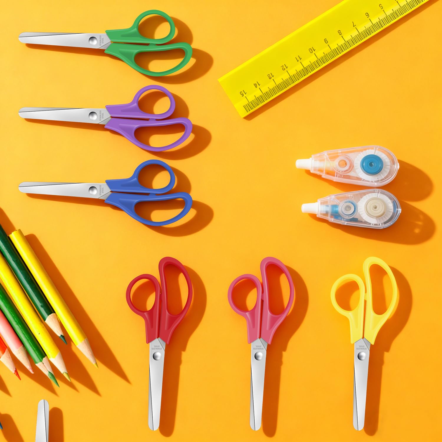 16 Packungen Kinder-Sicherheitsscheren mit stumpfer Spitze, 12,7 cm, Edelstahl, Bastelschere für Vorschule, Kindergarten, Xnluothsk
