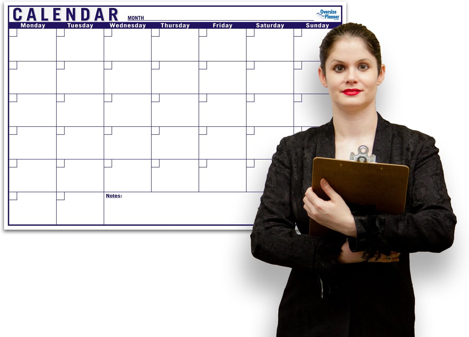 One Month Dry Erase Calendar 24"x36" – Blank Calendar Whiteboard - Large Undated Monthly Calendar