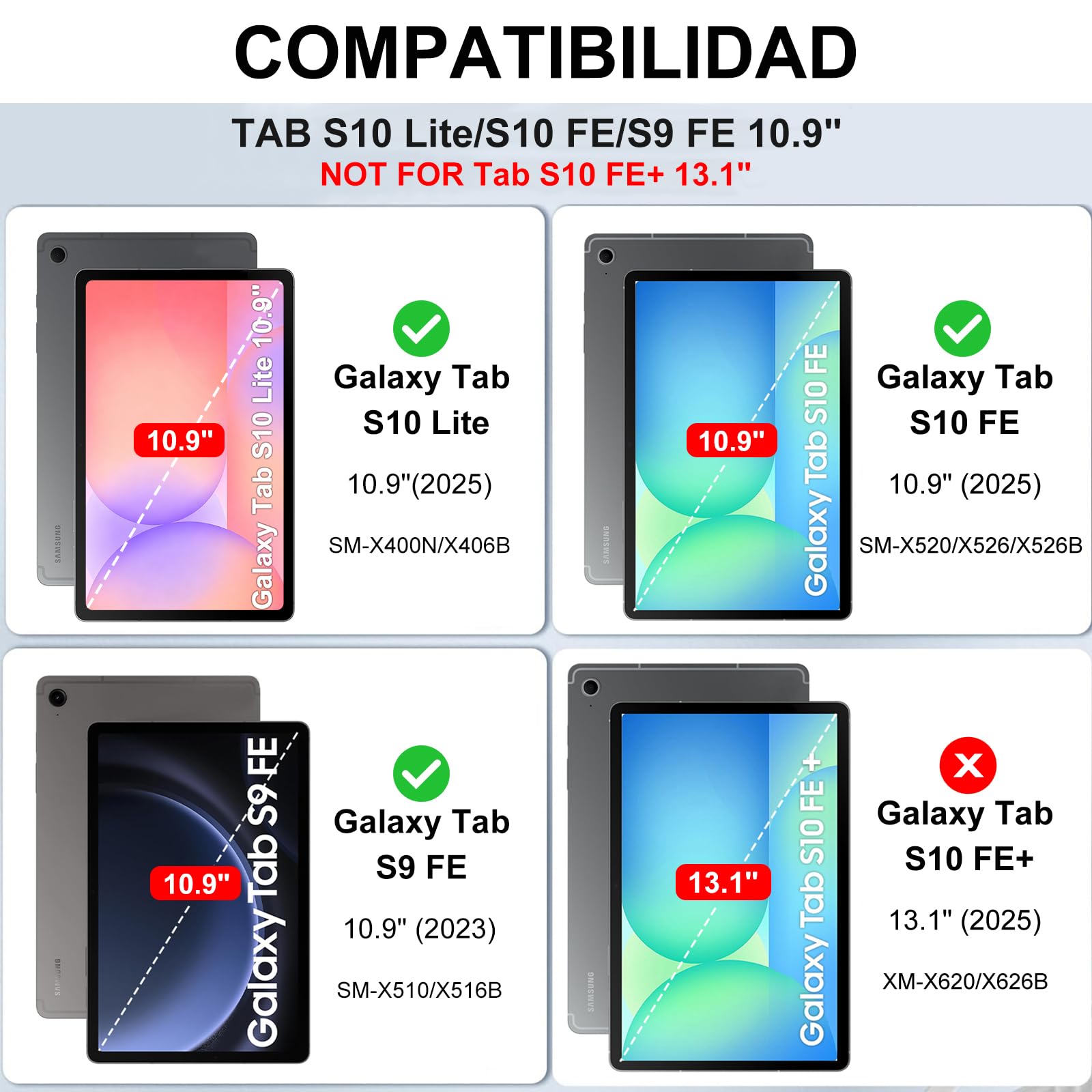 FOGARI Teclado con Touchpad para Samsung Tab S10 Lite/S10 FE/S9 FE 10.9" | Funda para Galaxy Tab S10 Lite con Español Ñ Teclado Retroiluminado Bluetooth con Trackpad, Negro