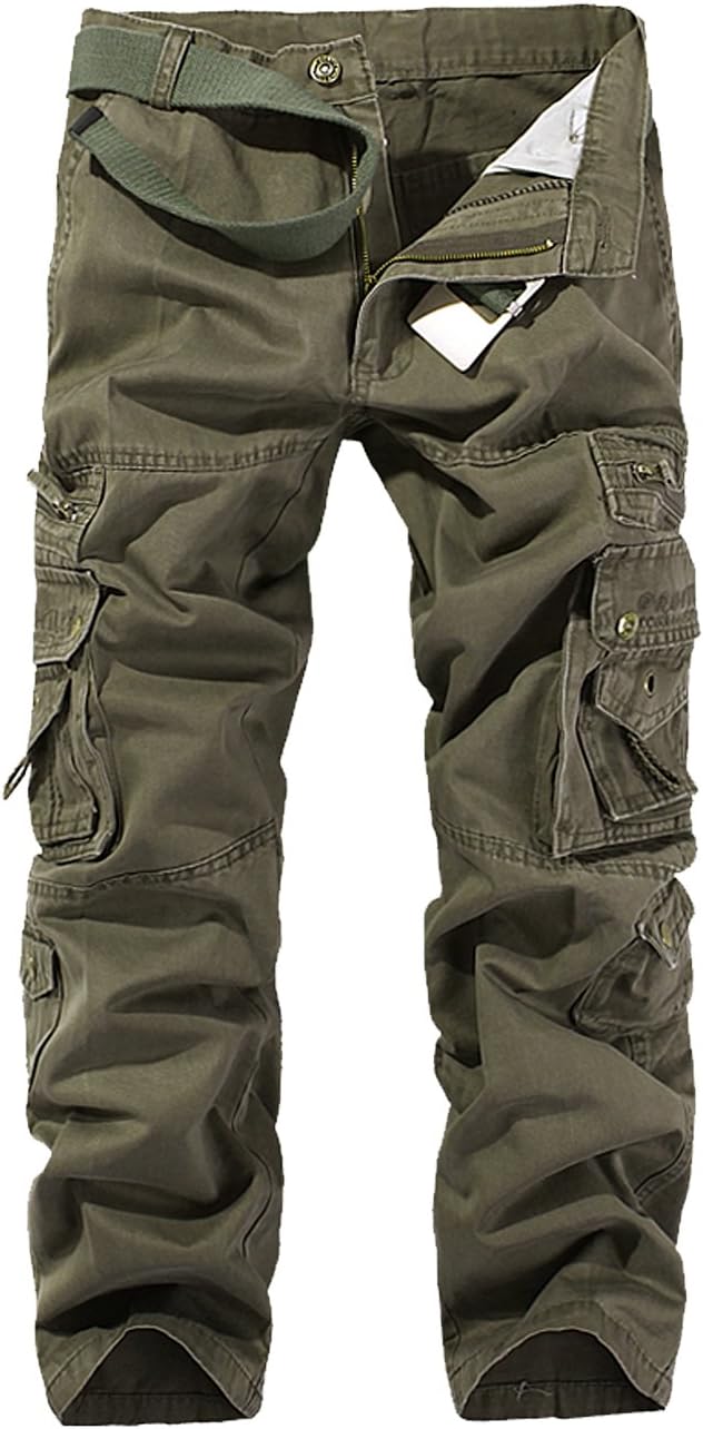 HerZii Men's Camouflage Cargo Trousers Combat Winner Lining Warm Cargo Cotton Casual Pants (36, 015 Soil Army Green)