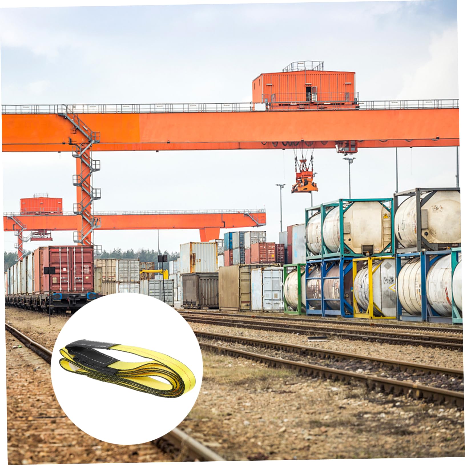 Fascia di Sollevamento Doppia Fibbia 2 Pezzi in Poliestere | Nastro Piatto Largo, Portata Elevata, Resistenza alla Corrosione, Uso in Cantieri e Ingegneria Civile