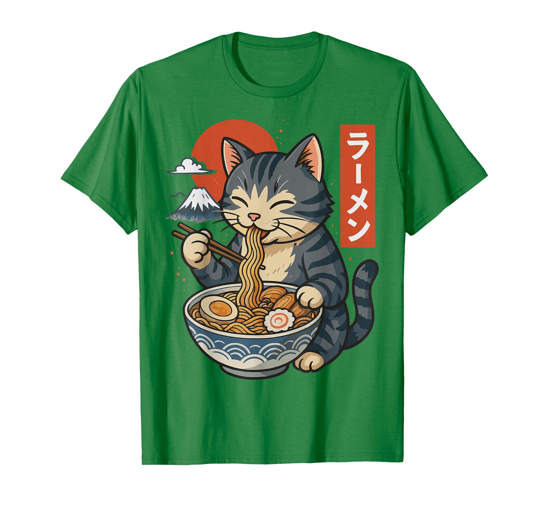 Anime Cat Eating Ramen Retro Kawaii Ramen Cat T-Shirt