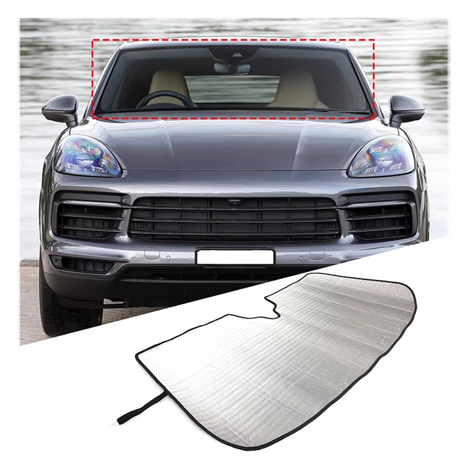 Tendine Finestrini Auto Per Cayenne 2018-2022 Argento Finestra Di Automobile Parabrezza Parasole Anteriore UV Proteggere Riflettore Tenda Da Sole Visiera Parasole LOCTITE