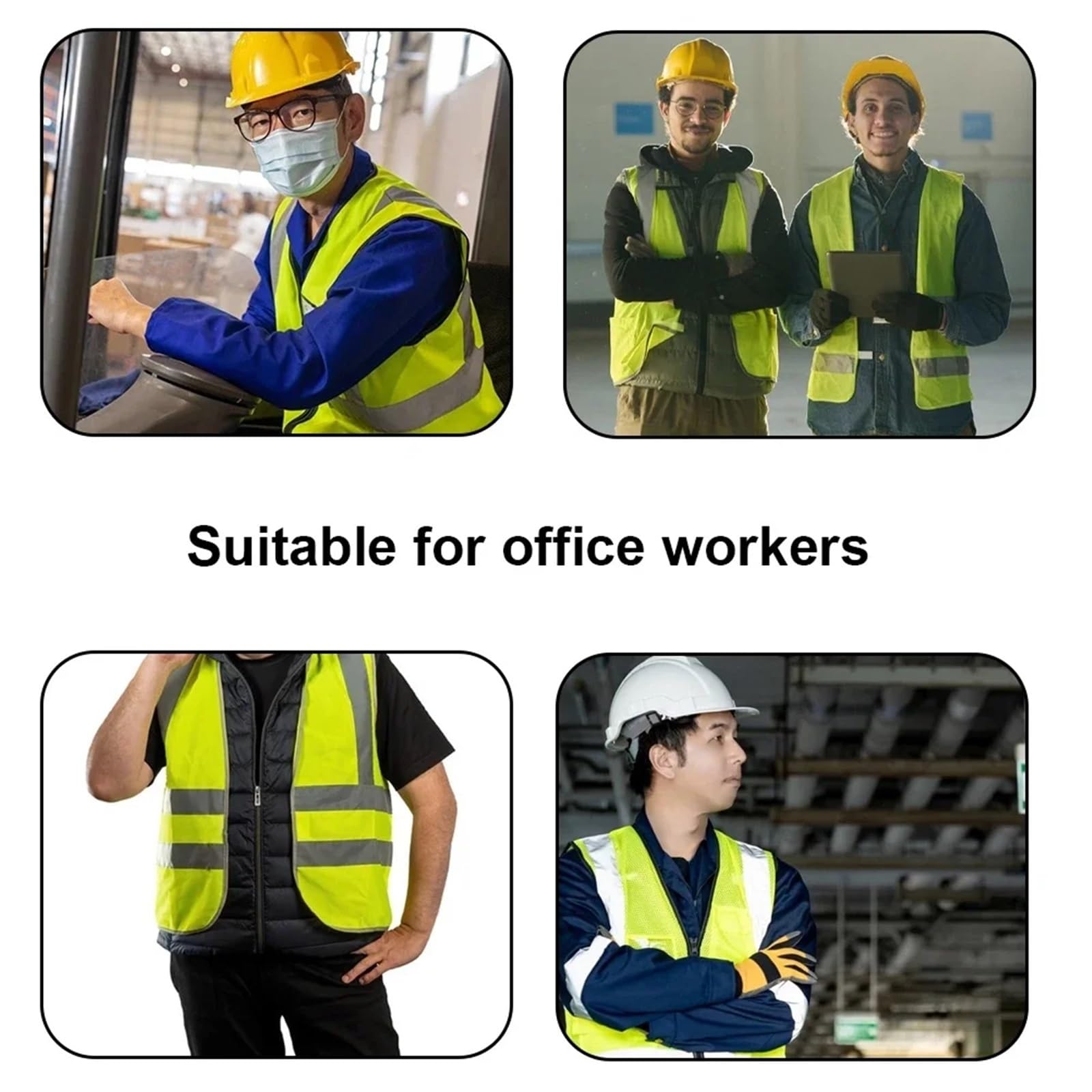 Gilet da lavoro ad alta visibilità con cerniera riflettente sul davanti