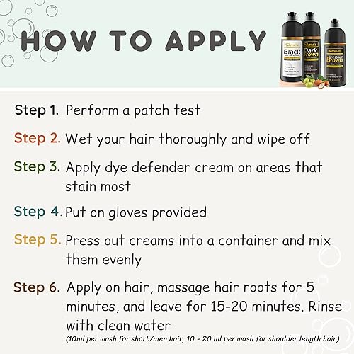 Miniatura 5 de Champú de tinte para el cabello castaño claro 3 en 1, champú de color para el cabello, cobertura de canas, sin amoníaco, regalo de coloración