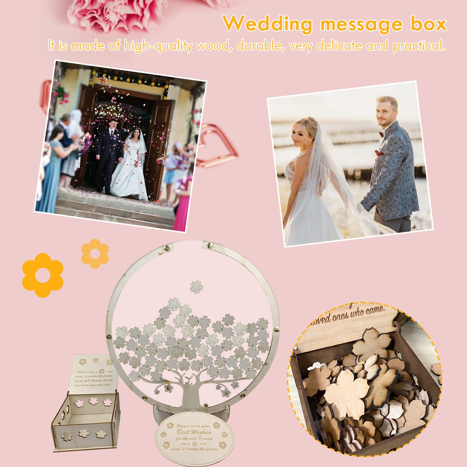 Starnearby Livre d'or de Mariage en Forme d'arbre, Alternative au Livre d'or de Mariage en Bois, Décoration de Mariage, Ornements de Souvenirs pour Réception de Mariage