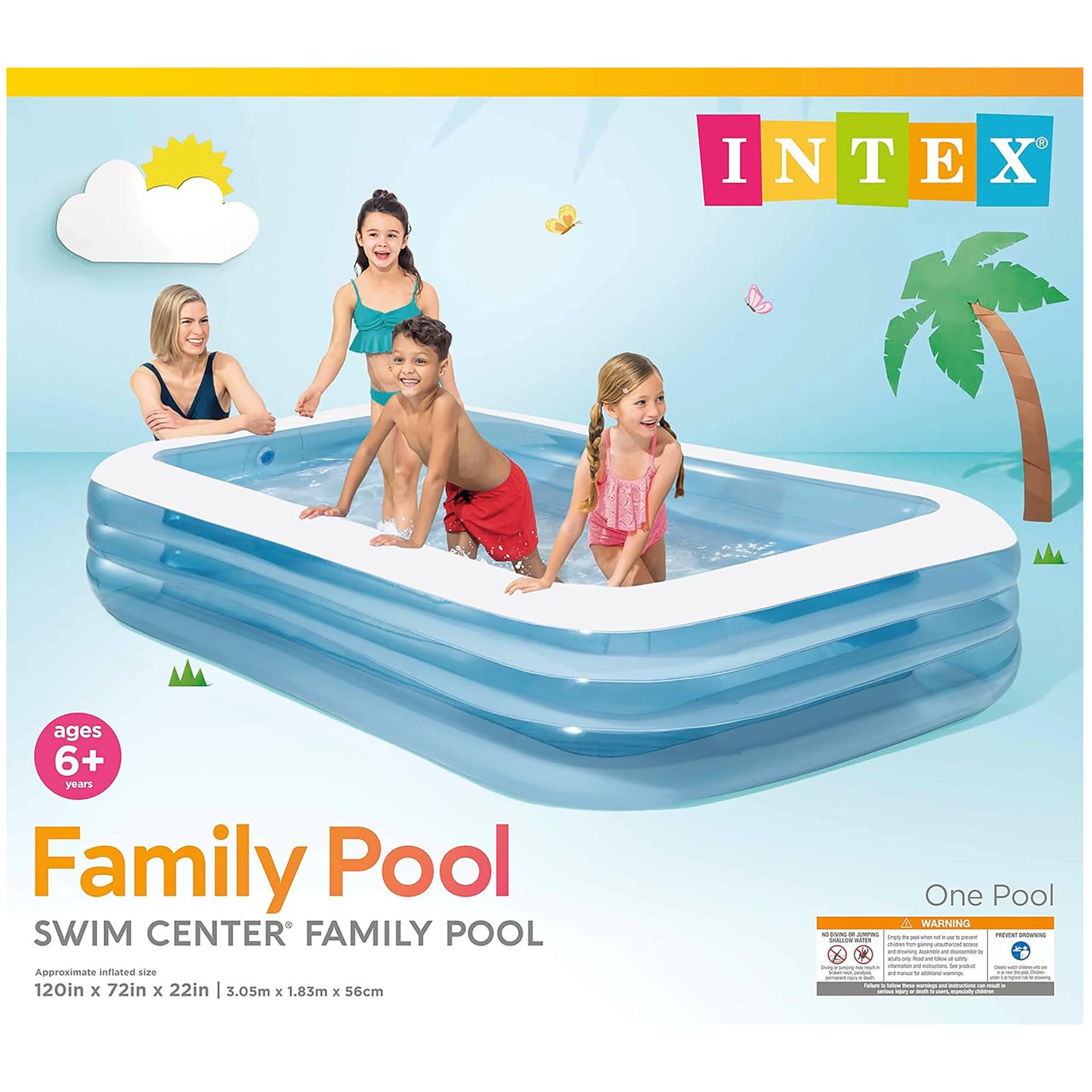 Intex: Swim Center – Piscine familiale – 300 x 183 x 55 cm – Bleu – Piscine Gonflable, Splash & Wade, Jeu d'eau dans l'arrière-Cour, Vinyle, Larges parois latérales, 800 l, Enfants de 6 Ans et Plus
