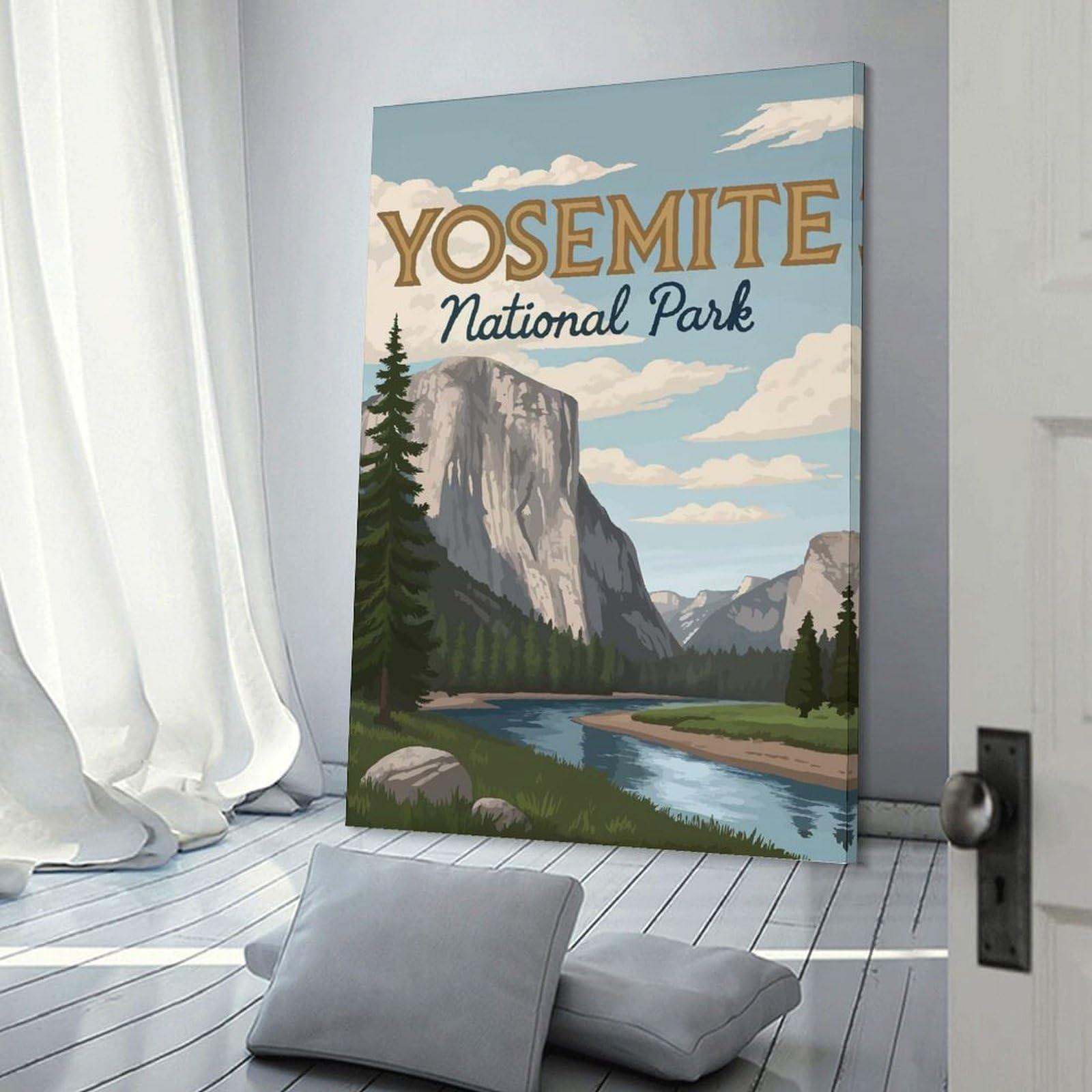 Junmoney Frame-Style-23 Hanging Wall Art Yosemite National Park Poster, 20X30inch(50X75cm), For Gallery Wall Layouts In Home Or Office, An Easy Match For Collected Prints