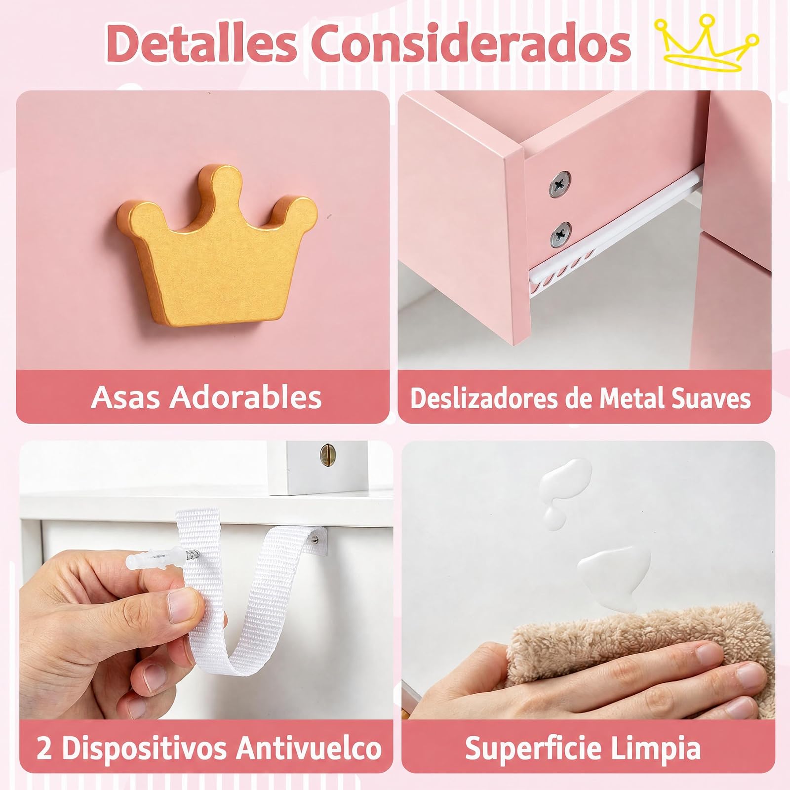 COSTWAY Tocador Niña con Espejo Romboidal