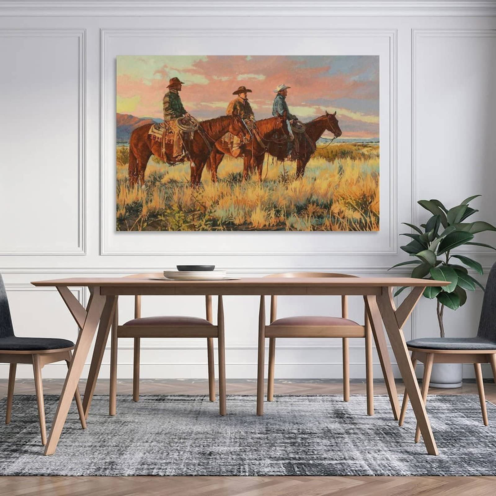 Poster vintage sur toile de cowboy western pour décoration de chambre à coucher, salon, 30 x 45 cm, style cadre