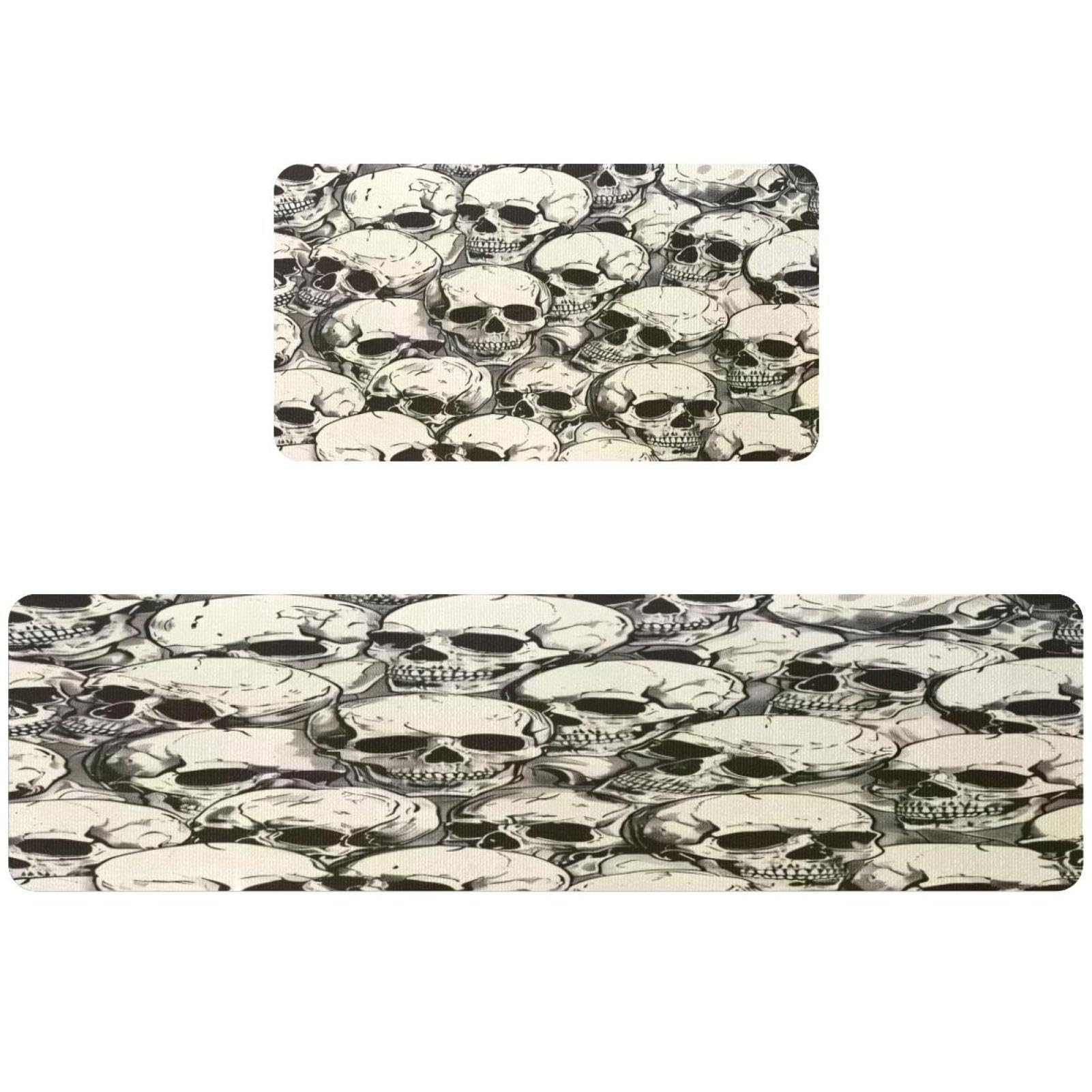Tapete de cocina de 2 piezas VAPOKF con calaveras humanas absorbente