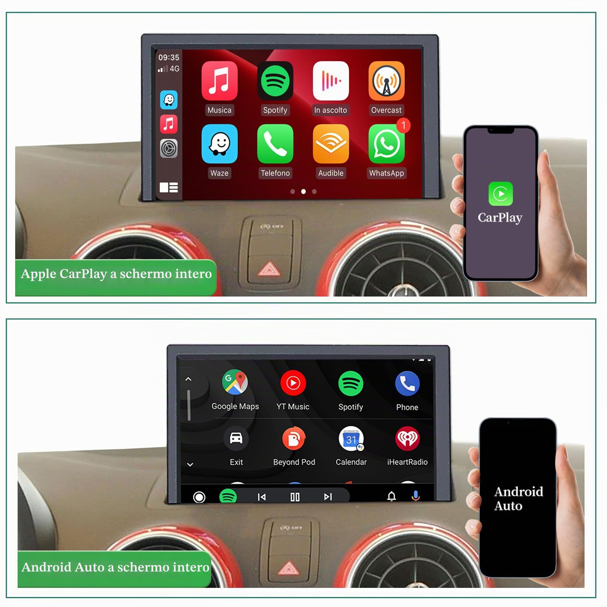 7 pollici Touch Screen Aggiornamento per Audi A1 S1 8X RMC CarPlay Android Auto Radio Navigazione Specchio Android 13 App Netflix Spotify Prime Video Reddit Twitch Waze Giochi Siri
